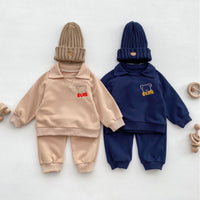Baby Bear Lapel Sweater Two-piece Set