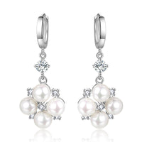 Long Rhinestone-encrusted Pearl Earrings New