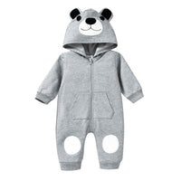 Baby Boys And Girls Bear Head Hooded Long Leg Romper