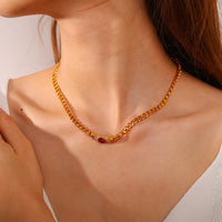 Vintage Mid-Century Geometric Choker Necklace With Premium Cat's Eye Stone Inlay