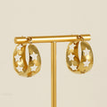 Stainless Steel 18K Gold-Star Hollow-Out Earrings Retro Design