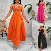 European And American-style Sexy Strapless V-neck Loose-fitting Dress