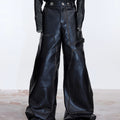 Retro Distressed PU Leather Matte Pants
