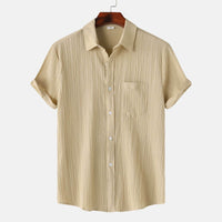 Men's Solid Color Polo Collar Short Sleeve Shirt