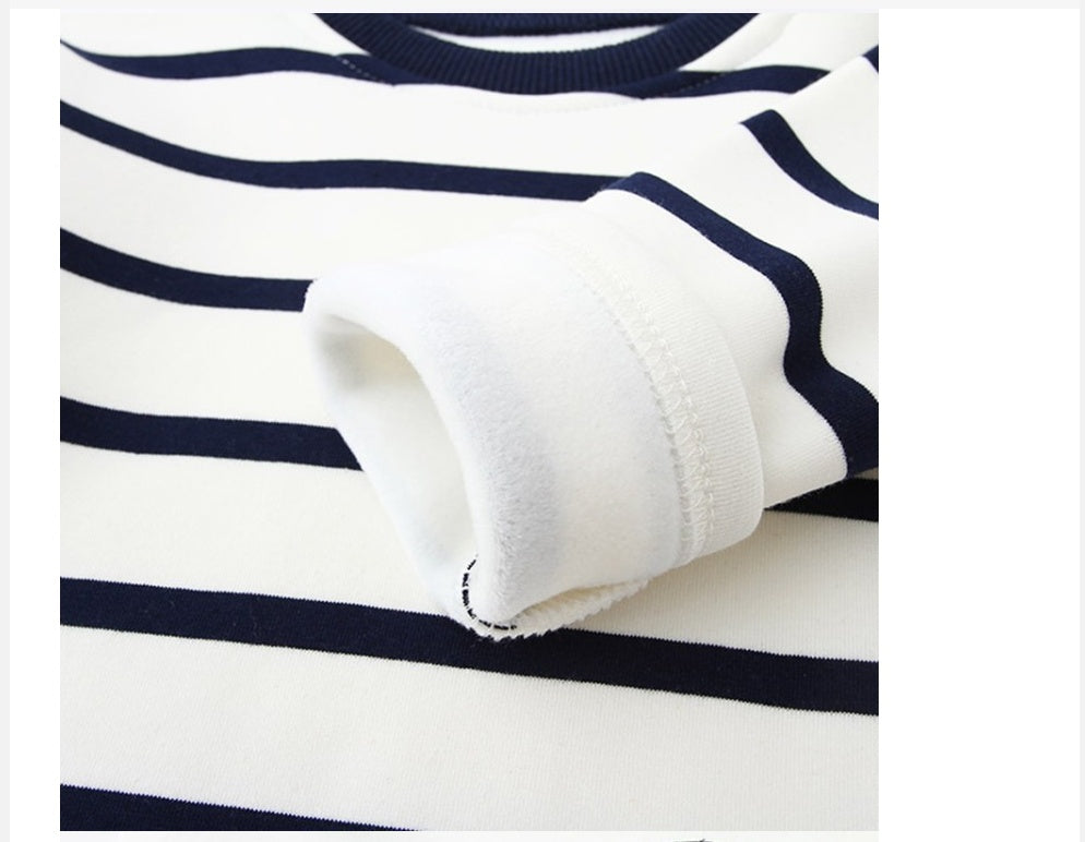 Striped Black And White Pullover Children's Long-sleeved Sweater