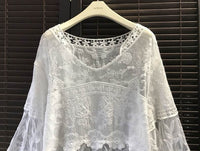 Summer Oversized Knitted Cardigan Cotton Lace Shirt Shawl