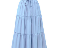 European And American Solid Color Stitching Ruffle Elastic Pocket Skirt