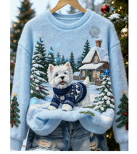 Womens Printed Christmas Flannel Hoodie Top