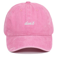 Letter Don't Embroidered Washed Old Soft Top Baseball Cap