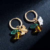 Sweet Alloy Bee Glass Leaf Flower Pendant Women's Ear Cuffs