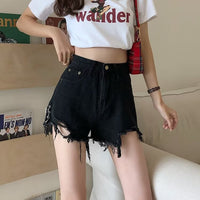Slim Hot Girl Ripped Denim Shorts