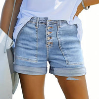 Summer Womens Denim Lift Shorts Simple Style