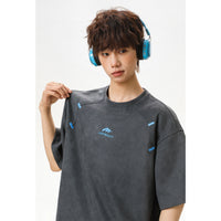 Structured Spliced Textured Short-Sleeve T-Shirt For Men