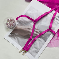 Feather Perspective Garter Ladies Underwear Set