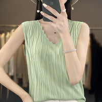 Women's V-neck Ice Silk Camisole Sleeveless Top