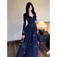 Sexy Pleated Rhinestone Embellished Half Open Neckline Dress For Women