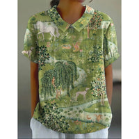 Women's Short Sleeve Printed Pullover