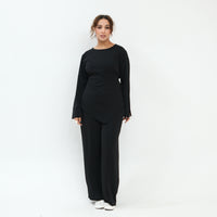 Casual Long-sleeve Top And Pants Two-piece Set