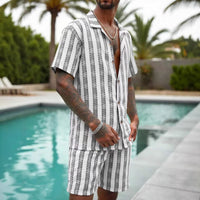 Men's Casual Resort Shirt And Loose Shorts Set