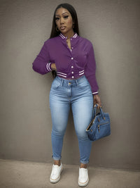 Women's Single-breasted Baseball Uniform Sports Coat Jacket Top