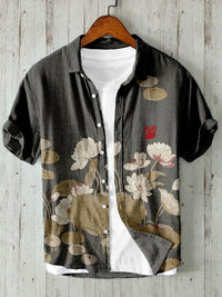 Amazon Independent Station Printed Men's Beach Loose Casual Shirt Top