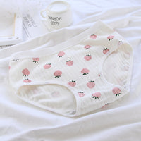 Plaid Strawberry Breathable Cotton Cute Women's Briefs Package Buttock Pure Cotton Crotch Mid-waist Ladies