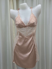 Sensual Backless Cross-Strap Slip Dress  Stretch Lace Loungewear With Ribbon Detailing And Padded Bust