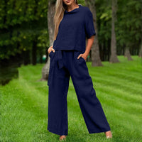 Round-neck Plus-size Womens Casual Two-piece Set, Trendy For Women
