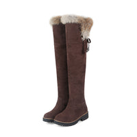 Autumn And Winter Simple Plus Size 40-44 Suede Over The Knee Student Women's Boots