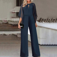 Women's Solid Color Short-sleeved Fashion Jumpsuit
