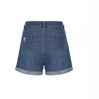 Straight Slim-fit Worn-out Curling Denim Shorts