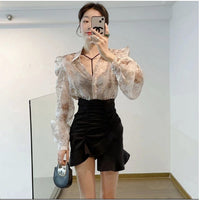 Chinese Style Ink Painting Printed Shirt For Women