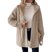 Women's Casual Solid Color Hooded Zipper Jacket