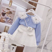 Girls' Spring Western Style Suit Shirt Trendy Two Piece Set