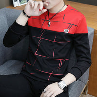 Men's Round-Neck Colorblock Stripe Long-Sleeve Sweatshirt