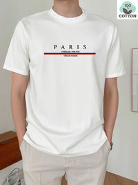 Heavy Short-sleeved Letter Printed Men's Short-sleeved T-shirt Casual Pure Cotton