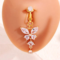 Heart  Button Ring Fake Belly Piercing Butterfly