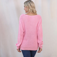 Threaded Long Sleeve Women's Sweater Autumn Slim Fit Pullover Simple Style Top