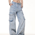 Retro Washed Pocket Straight Jeans
