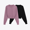 European And American Style Fashionable Round-neck Long-sleeve Plain Knit Sweater