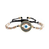 Copper Zircon Jewelry Fashionable Golden Adjustable Bracelet With A Devils Eye Design For Women