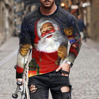 Christmas Series Printed Stylish Temperament Long Sleeves Top