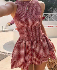 Women's Plaid Irregular Skirt Mid-waist