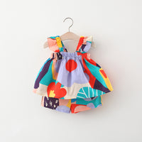 Children's Sleeveless Tank Top And Shorts Printed Two-piece Suit