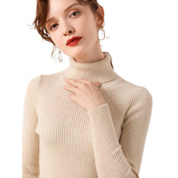 Simple Temperament High Collar Sweater Women's FallWinter Slim Short Pullover