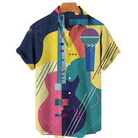 Men's Short-sleeved Casual Music Printing 3D Shirt Versatile
