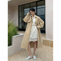Extended-style Korean-style Casual Loose-fit Preppy Trench Coat