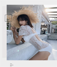 Lace cut out one piece swimsuit