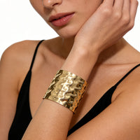 Retro Minimalist Bold Fashion Simple Geometric Metal Open-End Bracelet For Women