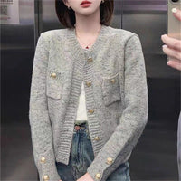 Women's solid color versatile button loose jacket